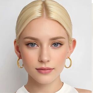 18K gold Plated Braided Woven Hoop Earrings